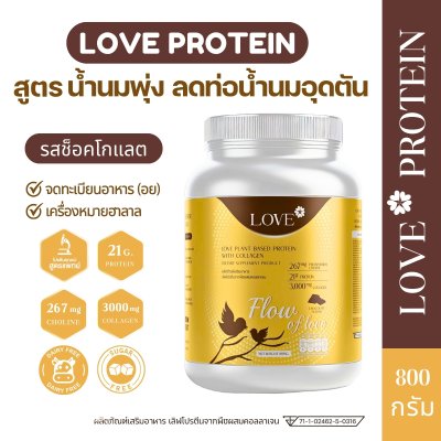 (รูปแบบกระปุก) Love Protein สูตรเพิ่มน้ำนม "Flow of Love" รสช็อกโกแลต (Chocolate)