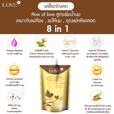 (ซองชงดื่ม) Love Plant Based Protein เลิฟ โปรตีนพืช สูตรแพทย์ รสช็อคโกแลต (Chocolate) สูตรเพิ่มน้ำนม