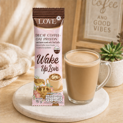 Love Decaf Coffee +Oat Protein (แบบซอง) กาแฟไร้คาเฟอีน ไม่มีน้ำตาล ผสมโปรตีนข้าวโอ๊ต บำรุงน้ำนมคุณแม่