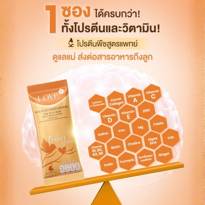 โปรตีนสูตรวิตามินรวม "Power of Love" รสชาไทย (Thai Tea)