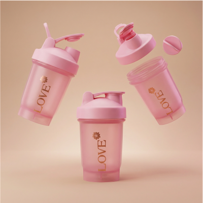 แก้วเชคโปรตีน Love protein ชนิด Food Grade พร้อมลูกบอลเชค แก้วสวย น้ำหนักเบา พกพาง่าย