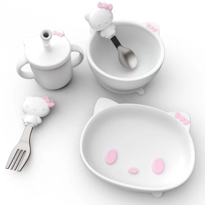 ชุดจานชามเด็ก 5 ชิ้น ชุด Hello Kitty สุดน่ารัก ปลอดภัย ทำความสะอาดง่าย ช่วยให้ทุกมื้อของลูกน้อย สนุก ง่าย และอร่อย