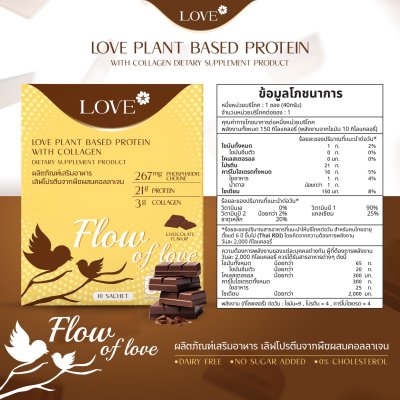 โปรตีนสูตรเพิ่มน้ำนมแม่ "Flow of Love" รส ช็อกโกแลต (Chocolate)
