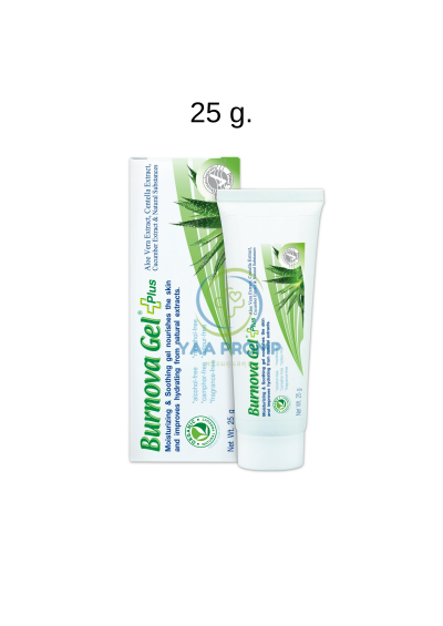 BURNOVA GEL PLUS เบอร์นโนว่า เจล พลัส  เจลว่านหางจระเข้ 25 และ 70 กรัม สีเขียว