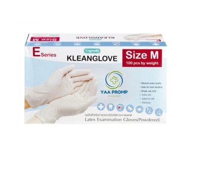 KLEAN GLOVE คลีนโกลฟ ถุงมือยาง ชนิดมีแป้ง (ไซส์ S,M,L)