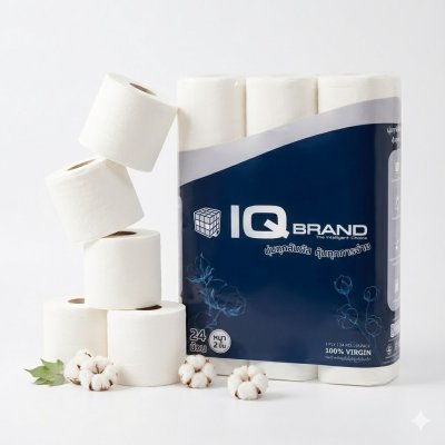 IQ Brand กระดาษทิชชู่ม้วนเล็ก หนา 2 ชั้น ยาว 17 เมตร บรรจุ 5 แพ็ค (120 ม้วน/กล่อง)
