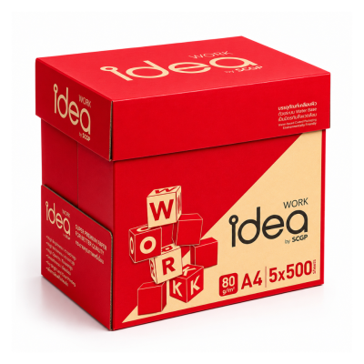 IDEA Work กระดาษถ่ายเอกสาร A4 80 แกรม (5 รีม/กล่อง)