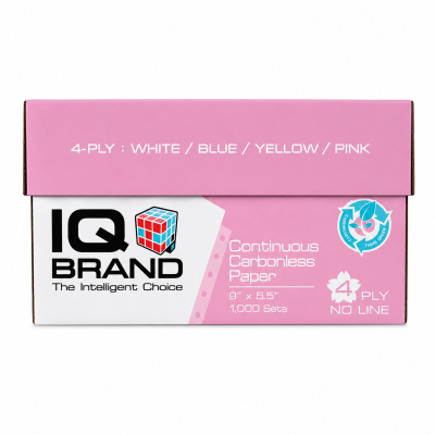 กระดาษต่อเนื่องเคมีสี 4 ชั้น 9x5.5 นิ้ว / IQ Brand 1000 ชุด