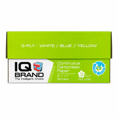 กระดาษต่อเนื่องเคมีสี 3 ชั้น 9x11 นิ้ว / IQ Brand 500 ชุด