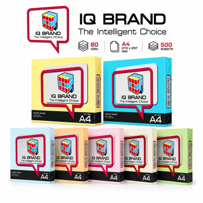 IQ Brand กระดาษถ่ายเอกสารสี A4 80 แกรม 500 แผ่น/รีม (สีอ่อน)