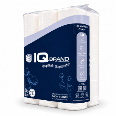 IQ Brand กระดาษทิชชู่ม้วนเล็ก หนา 2 ชั้น ยาว 17 เมตร บรรจุ 5 แพ็ค (120 ม้วน/กล่อง)
