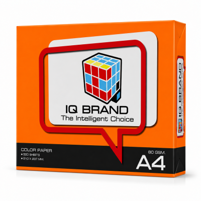 IQ Brand กระดาษถ่ายเอกสารสี A4 สีส้ม (Saffron) 80 แกรม 500 แผ่น/รีม