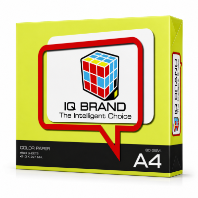 IQ Brand กระดาษถ่ายเอกสารสี A4 สีเหลือง (Cyber Yellow) 80 แกรม 500 แผ่น/รีม