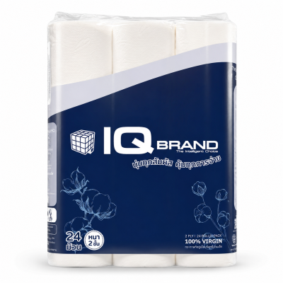 IQ Brand กระดาษทิชชู่ม้วนเล็ก หนา 2 ชั้น ยาว 17 เมตร บรรจุ 5 แพ็ค (120 ม้วน/กล่อง)