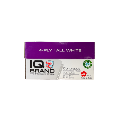 กระดาษต่อเนื่องเคมีขาว 4 ชั้น 9x11 นิ้ว / IQ Brand 500 ชุด