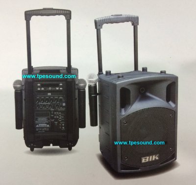 BIK SLC-8 ตู้ลำโพงเคลื่อนที่ 8 นิ้ว มีแอมป์ในตัว ไมค์ลอยคู่ DVD/USB/ Bluetooth