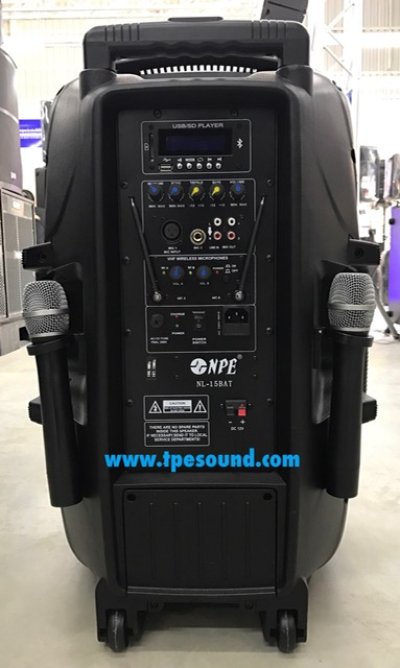 NPE NL-12BAT  ตู้ลำโพงเคลื่อนที่ 12 นิ้ว มีแอมป์ / แบตเตอรี่ / ไมค์ลอยคู่ / เอคโค่ในตัว NPE NL-12BAT  ตู้ลำโพงเคลื่อนที่ 12 นิ้ว มีแอมป์ / แบตเตอรี่ / ไมค์ลอยคู่ / เอคโค่ในตัว