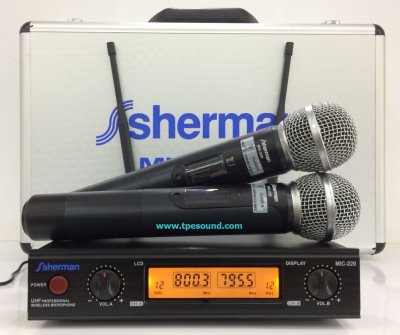 SHERMAN MIC-220 ไมโครโฟนไร้สาย ไมค์ลอยถือคู่ UHF