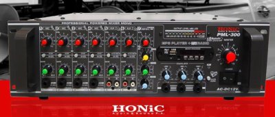 HONIC PML-300 เพาเวอร์มิกเซอร์โมโน POWER MIXER AC/DC มีแมทชิ่งไลน์100Vในตัว