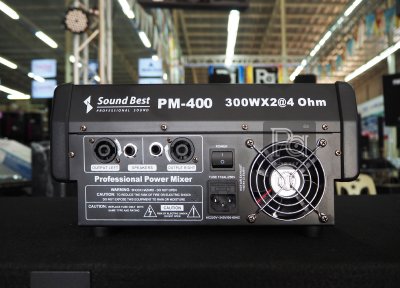 SOUNDBEST PM 400 เพาเวอร์มิกเซอร์สเตอริโอ 4 ชาแนล 300Wx2 @4 Ohm เอฟเฟคแท้ในตัว