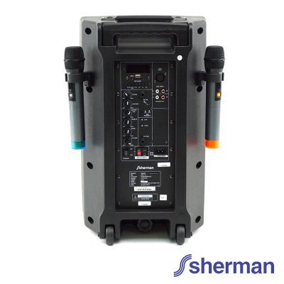 SHERMAN APS-111 ลำโพงล้อลากเคลื่อนที่ 10 นิ้ว พร้อมไมค์ลอยคู่ กำลัง 60W