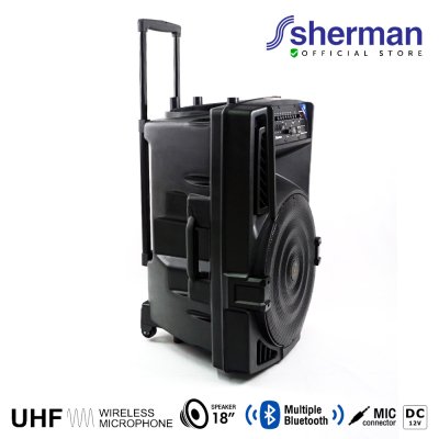 SHERMAN APS-118XX ชุดเครื่องเสียงเคลื่อนที่ แบบลากจูง 18 นิ้ว