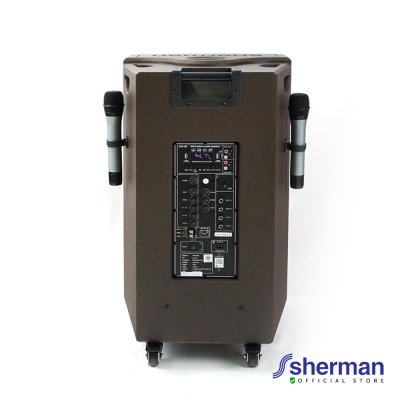 SHERMAN APS-155 ชุดเครื่องเสียงเคลื่อนที่ 15 นิ้ว+ไมค์ลอยคู่