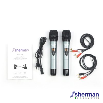 SHERMAN APS-155 ชุดเครื่องเสียงเคลื่อนที่ 15 นิ้ว+ไมค์ลอยคู่