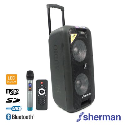 SHERMAN APS-210 ลำโพงอเนกประสงค์ 10 นิ้ว เบสคู่+ไมค์ลอย