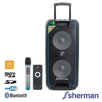 SHERMAN APS-210 ลำโพงอเนกประสงค์ 10 นิ้ว เบสคู่+ไมค์ลอย