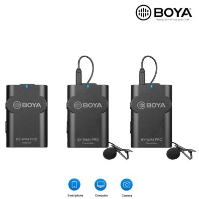 BOYA BY-WM4 PRO-K2 ไมโครโฟนไร้สาย ขนาดเล็ก รับสัญญาณได้ไกล 60 เมตร