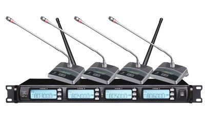 PROEURO TECH UHF 124 ไมค์ประชุมไร้สายไมค์ 4 ตัว