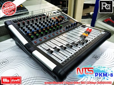 NTS PKM-8 เพาเวอร์มิกเซอร์สเตอริโอ 8 โมโนอินพุท เอฟเฟค USB Bluetooth