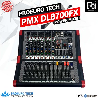 PROEUROTECH PMX DL8700FX เพาเวอร์มิกเซอร์สเตอริโอ 8 อินพุท 700W 8ไมค์/1AUX ดิจิตอลเอฟเฟค 99FSP