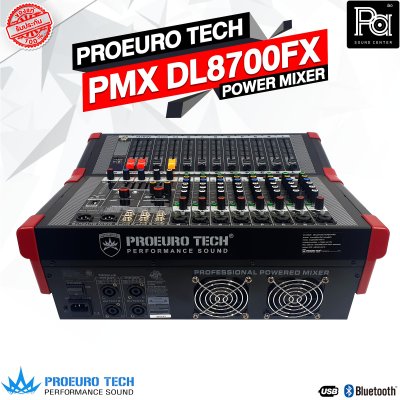 PROEUROTECH PMX DL8700FX เพาเวอร์มิกเซอร์สเตอริโอ 8 อินพุท 700W 8ไมค์/1AUX ดิจิตอลเอฟเฟค 99FSP