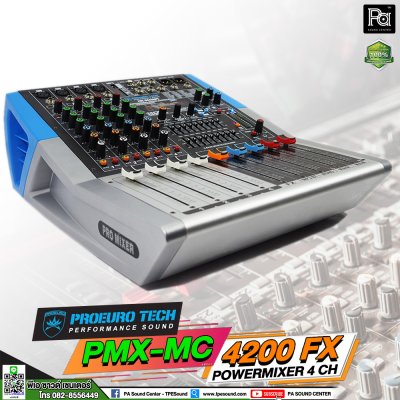 PROEUROTECH PMX-MC4200FX เพาเวอร์มิกเซอร์สเตอริโอ 4อินพุท 200W ดิจิตอลเอฟเฟค99DSP USB/Bluetooth