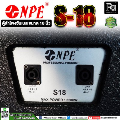 NPE S-18 18" Professional Subwoofer Speaker