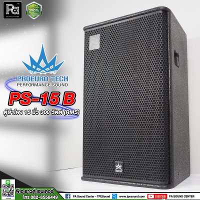 PROEURO TECH PS-15B ตู้ลำโพง 15 นิ้ว 2ทาง 300วัตต์ รุ่นใหม่