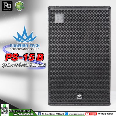 PROEURO TECH PS-15B ตู้ลำโพง 15 นิ้ว 2ทาง 300วัตต์ รุ่นใหม่