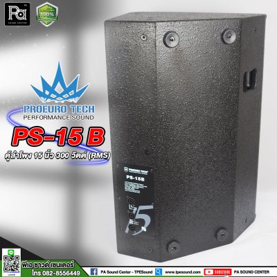 PROEURO TECH PS-15B ตู้ลำโพง 15 นิ้ว 2ทาง 300วัตต์ รุ่นใหม่