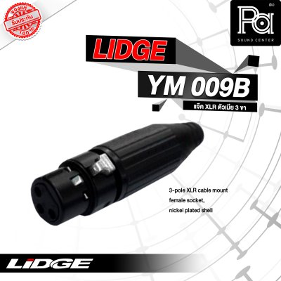 LIDGE YM-009B แจ็ค XLR ตัวเมีย 3 ขา ท้ายพลาสติก สำหรับเข้าสาย