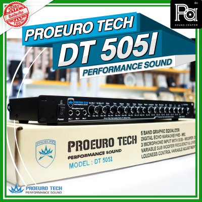 PROEURO TECH DT-505I ปรีแอมป์คาราโอเกะ 3 MIC ปรับความถี่ SUB-OUT ได้