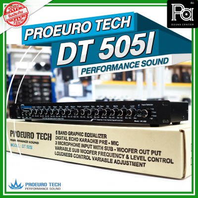 PROEURO TECH DT-505I ปรีแอมป์คาราโอเกะ 3 MIC ปรับความถี่ SUB-OUT ได้