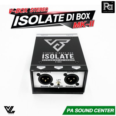 V-BOX STEREO ISOLATE DI BOX MK-II ป้องกันไฟย้อน กล่องปรับระดับสัญญาณเสียง แบบ PASSIVE 2 ชาแนล