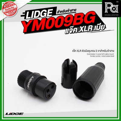 LIDGE YM 009BG แจ็ค XLR ตัวเมียชุบทอง 3 ขาสำหรับเข้าสาย