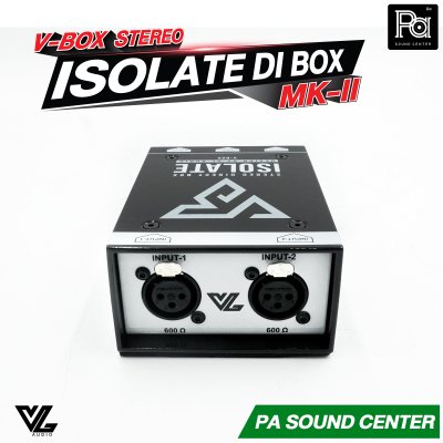 V-BOX STEREO ISOLATE DI BOX MK-II ป้องกันไฟย้อน กล่องปรับระดับสัญญาณเสียง แบบ PASSIVE 2 ชาแนล