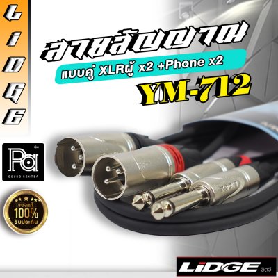 LIDGE YM 712 สายสัญญาณแบบคู่ XLRผู้ x2 + Phone x2 ยาว 1 ม.