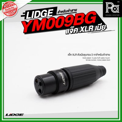 LIDGE YM 009BG แจ็ค XLR ตัวเมียชุบทอง 3 ขาสำหรับเข้าสาย