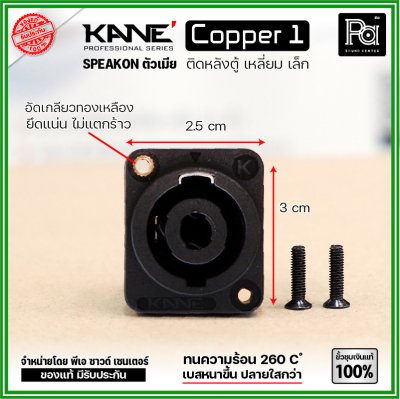 KANE COPPER1 (1 ชิ้น) สปีคคอนตัวเมีย เหลี่ยมเล็ก ขั้วชุบเงินแท้ 100%  สำหรับติดหลังตู้ลำโพง