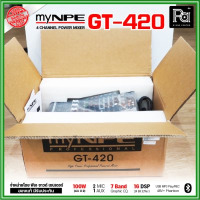myNPE GT-420 เพาเวอร์มิกเซอร์สเตอริโอ 4 ชาแนล ขนาดเล็ก เอฟเฟคแท้ในตัว USB/Bluetooth